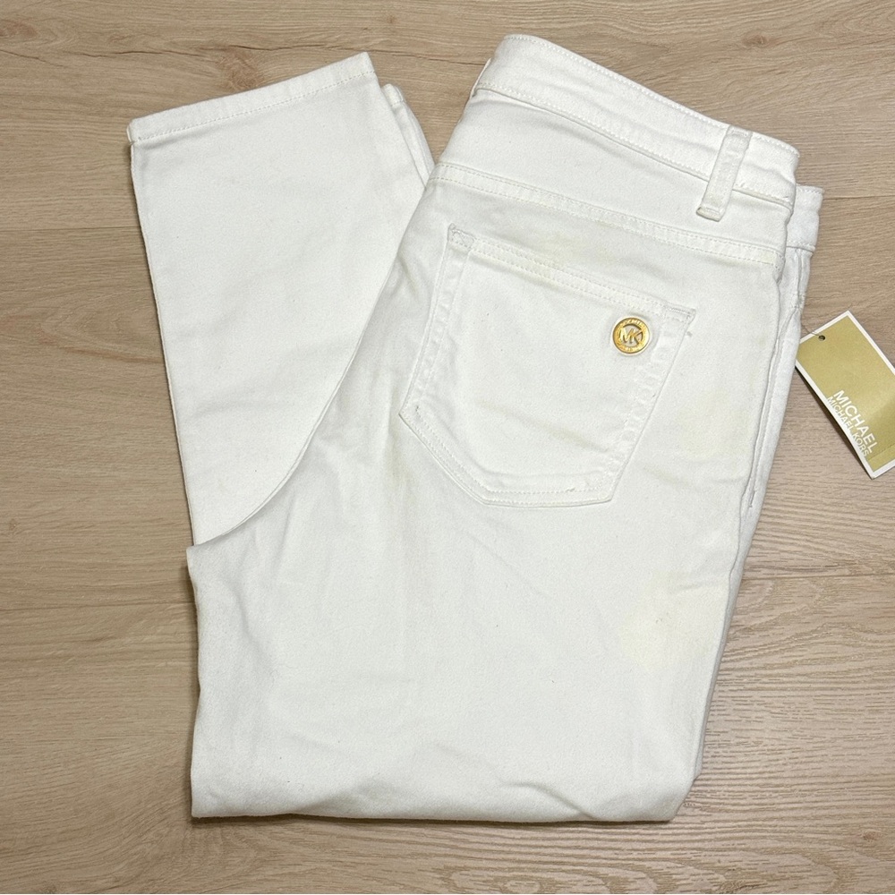MICHAEL KORS Cropped Skinny White Jeans Sz 10 NWT